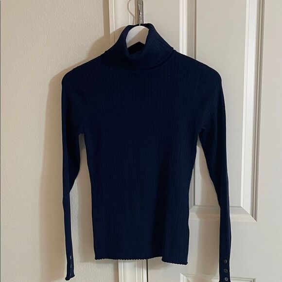 NWT J. McLaughlin Arlette “Sparkle” Navy Turtleneck Sweater - Picture 1 of 3